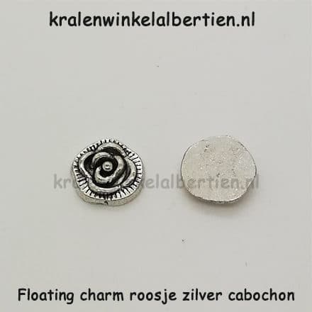 Floating charm bloem zilver 7.5mm