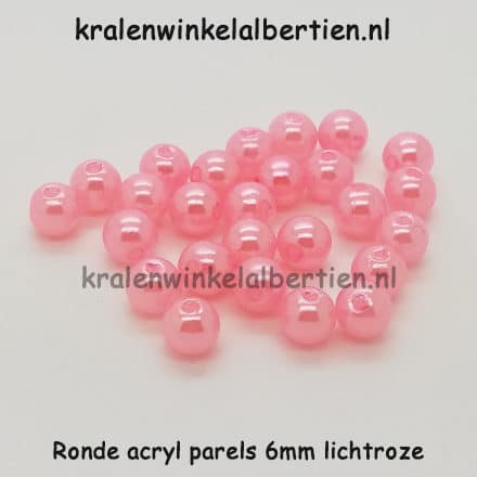 Kunststof pareltjes 6mm rond licht roze