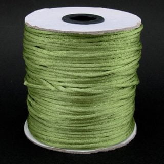 Satijn nylon koord 2mm dik olijf groen rol