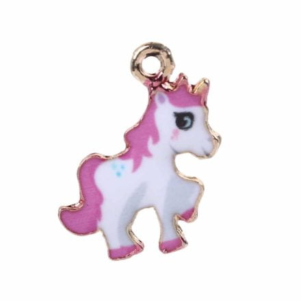 Unicorns metalen bedeltjes roze goud