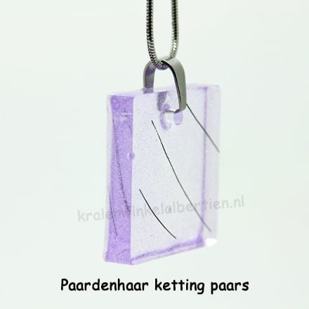 Sieraad paardenhaar ketting stainless steel paars bedel