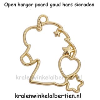 Open bezel bedel goudkleurig paard resin art epoxy giethars sieraden maken