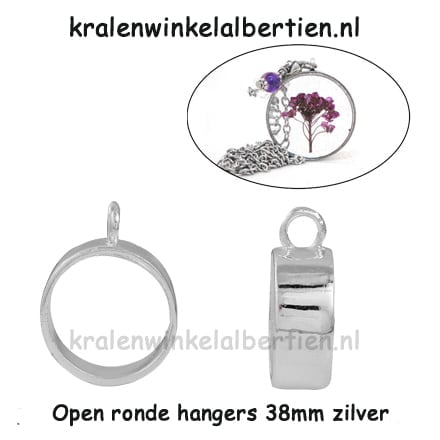 Bedels zilver rond open bezel 38mm groot