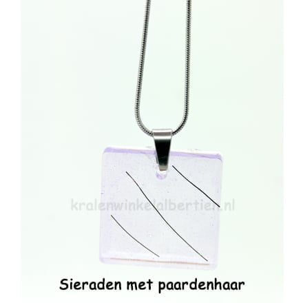 Paardenhaar sieraden ketting paars glitter