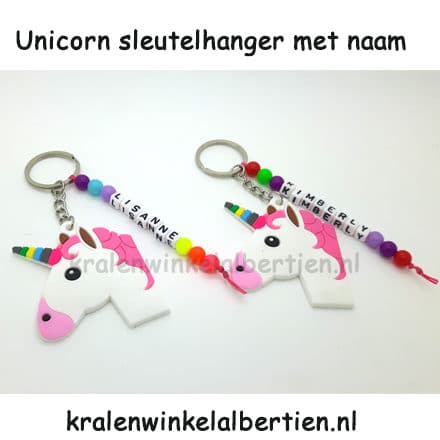 Unicorn regenboog naamsleutelhangers meisjes