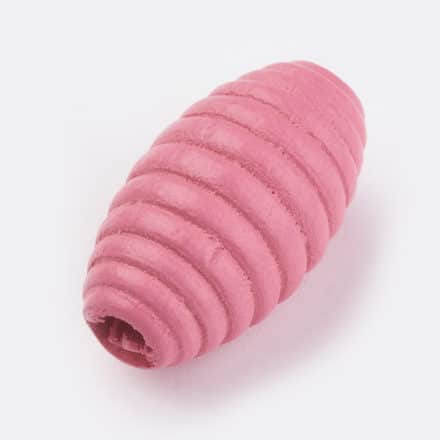 Kraal hout 25mm ovaal ribbel roze
