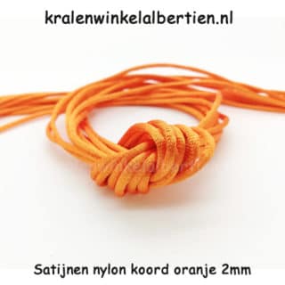 Nylon draad satijn oranje 2mm dik rond