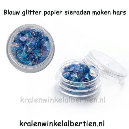 resin art epoxy giethars sieradne zelf maken blauw glitter papier