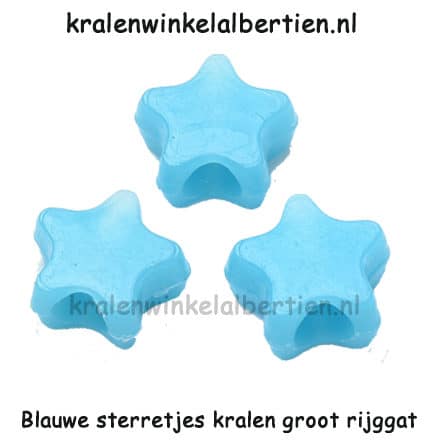 Ster kraal blauw 11mm groot rijg gat kinder armbandjes maken