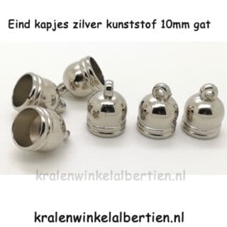 Eind kapje acryl zilverkleurig kwastje maken 10mm gat