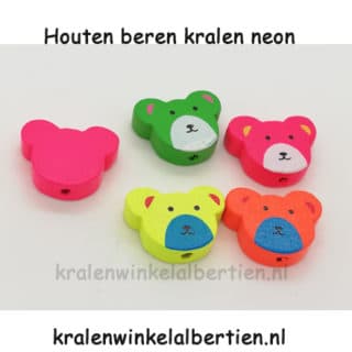 Kraal hout beer neon kleuren mix