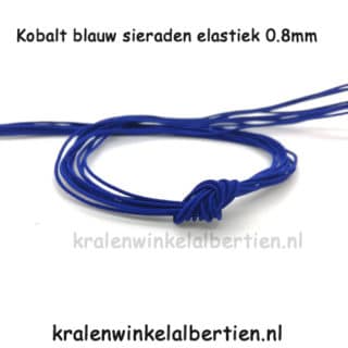 Elastisch nylon koord kobalt blauw 0.8mm dik