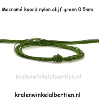 Nylon koord dun 0.5mm olijf groen smelt