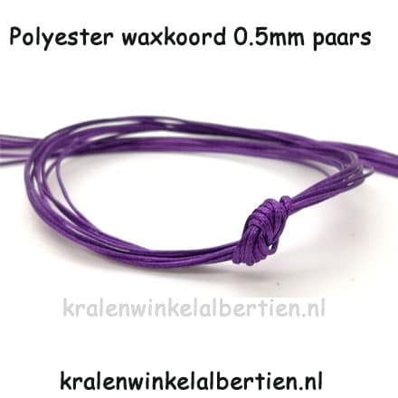 Waxkoord paars 0.5mm dun polyester smelt