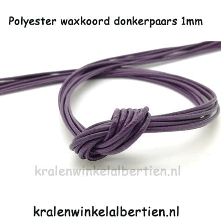 Waxkoord donker paars polyester smelt 1mm dik