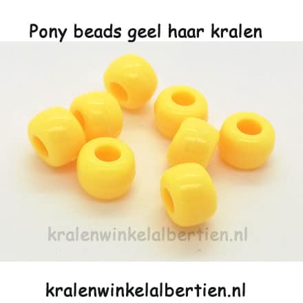 acryl kralen kunststof geel pony beads groot gat