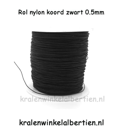 auditie Vergoeding hoofdstuk Rol nylon koord 0.5mm zwart 135 meter - Kralenwinkel Albertien