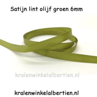 Olijf groen lint 6mm satijn