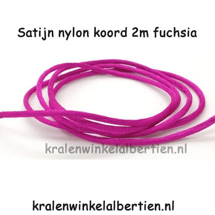 Zijde koord nylon 2mm fuchsia roze