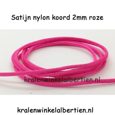 Satijnen zijde koord 2mm dik roze kralen rijgen