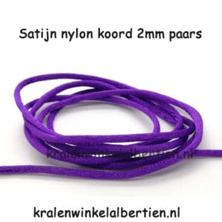 Zijde koord nylon donker paars 2mm dik