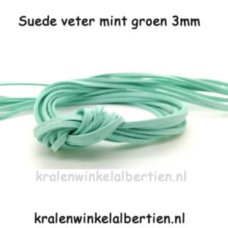 Suède koord 3mm breed mint groen sieraden maken