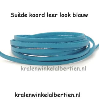 Suède veters leather look 3mm blauw