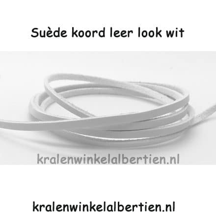 Suède koord wit leather look imitatie leer 3mm