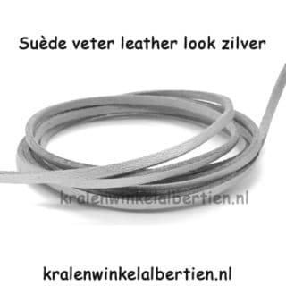 Suède koord wit 3mm leer look