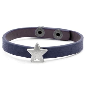 Pu leren armbandje donker blauw ster verstelbaar goedkoop kado