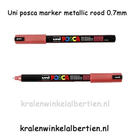 Uni posca pen in kleuren van echt leer metallic rood PC-1MR