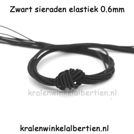 Elastisch koord sieraden maken zwart 0.6mm dun