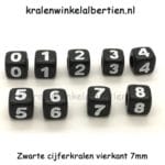 Zwarte kralen witte cijfers 6.5mm