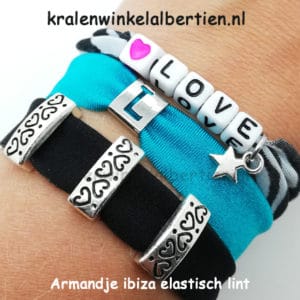 Armbandjes elastisch lint zelf maken letter schuifkralen