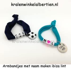 elastisch ibiza lint armbandjes met naam cadeauverpakking organza zakjes