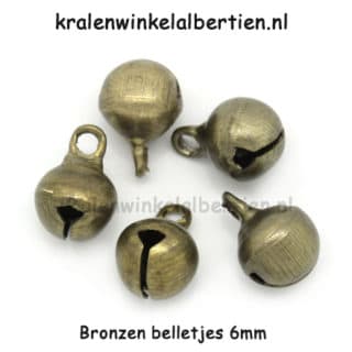 Belletje bedel brons 6mm hangers