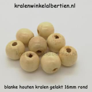 kraal blank hout gelakt 16mm groot rijg gat