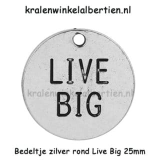 Zilveren ronde bedel 25mm live big