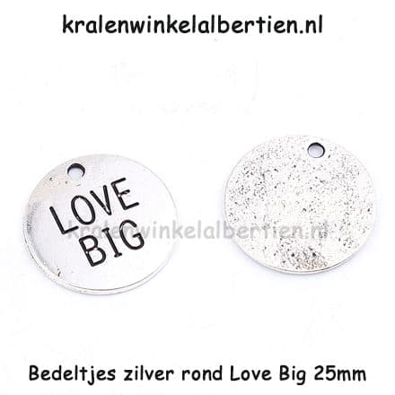 Ronde bedels zilverkleurig 25mm love big