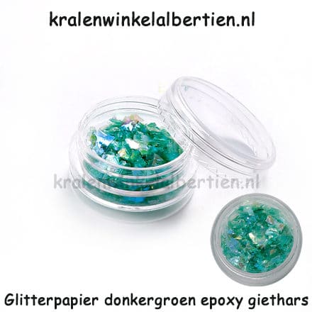 Donker groen glitter papier resin art sieraden maken hars