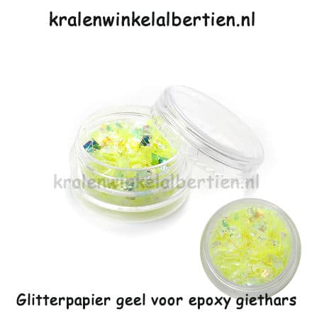 Glitter papier resin art sieraden maken geel ab kleur hars