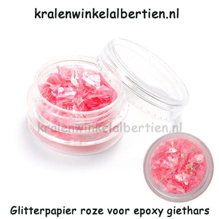 Roze glitter papier hars sieraden zelf maken ab kleur