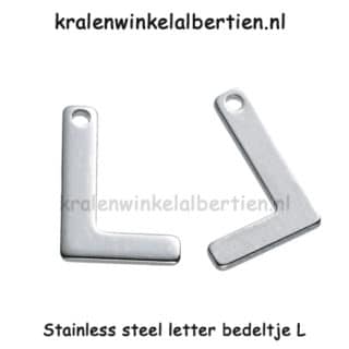 Rvs bedel hanger alfabet letter L klein 11mm