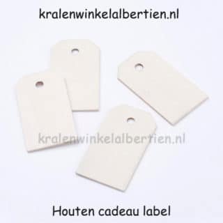 Cadeau labeltje blanke hanger hout diy verpakken sieraden