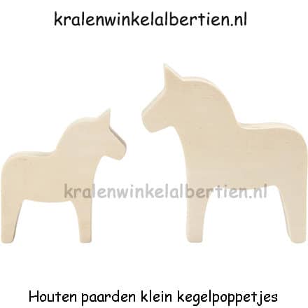 Kleine houten poppenhuis paardjes kegelpoppetjes online kopen