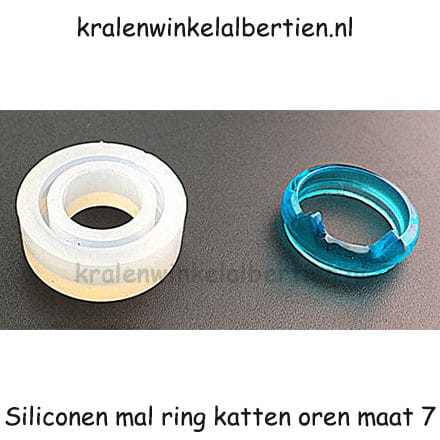 Flexibele mal DIY sieraden maken epoxy resin hars ring maat 7 kattenoortjes