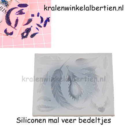 Siliconen flexibele mal veren bedels DIY zelf maken resin art