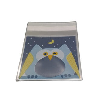 Transparante cadeau zakjes uil donkerblauw traktatie