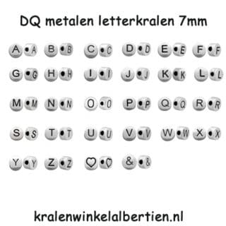 alfabet kralen dq metaal zilver 7mm nikkelvrij