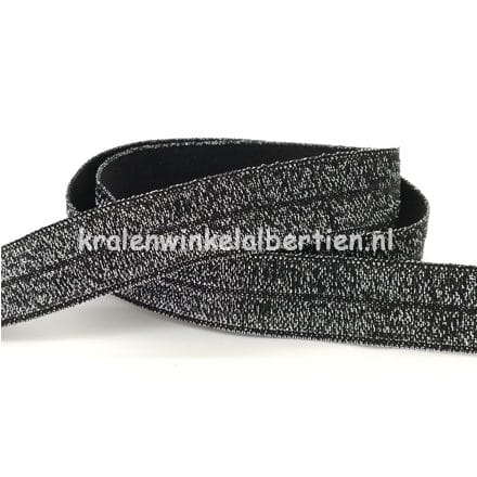 Lint elastiek ibiza style zwart antraciet zilver armband maken naam letters